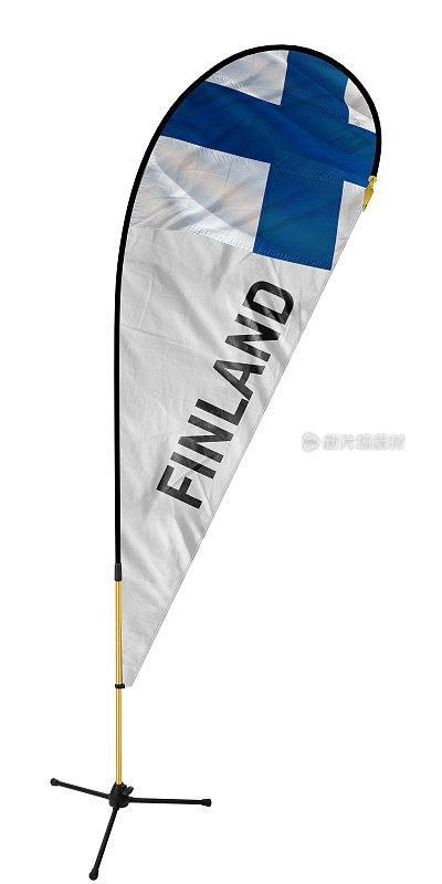 芬兰国旗和名字写在羽毛旗/鞠躬旗上